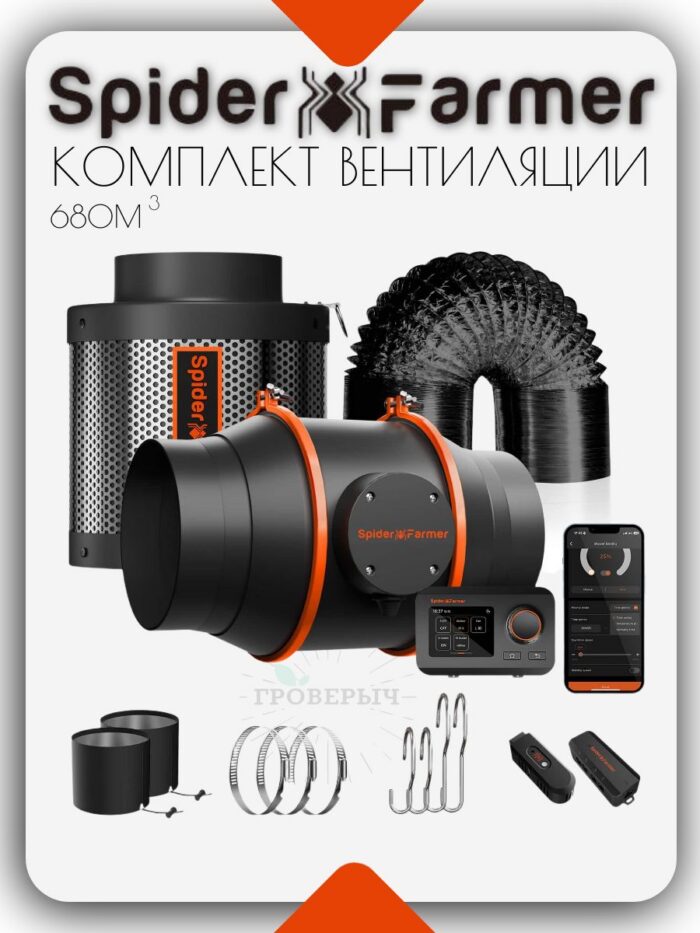 Комплект вентиляции для гроутента, гроубокса Spider Farmer 6"FilterKit+GGS